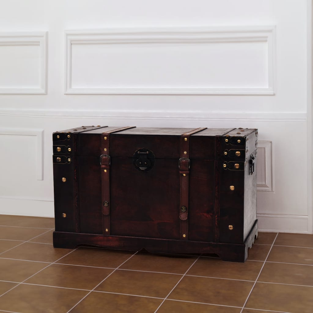 Wood And Engineered Storage Chest With Latch Closure Handles Furniture