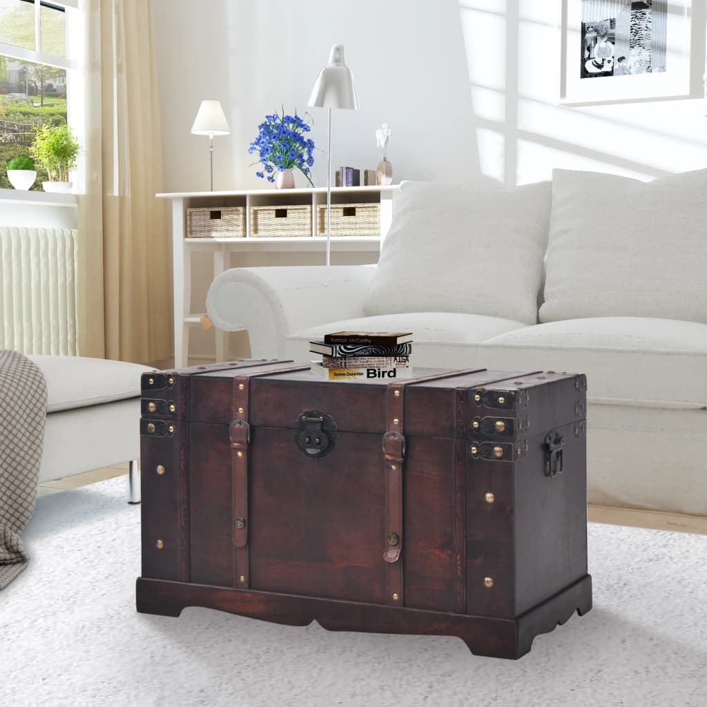Wood And Engineered Storage Chest With Latch Closure Handles Furniture