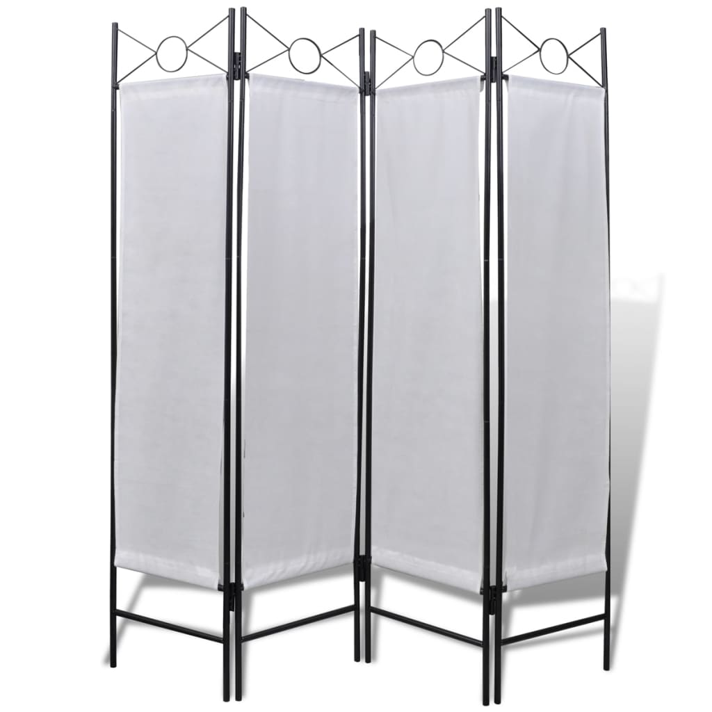 4 Panel Room Divider Privacy Folding Screen White 160 X 180 Cm