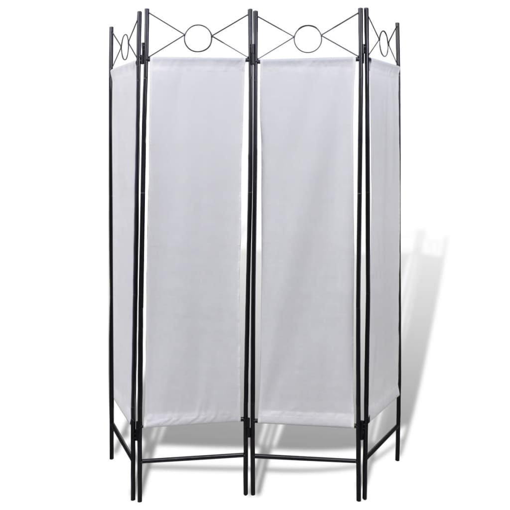 4 Panel Room Divider Privacy Folding Screen White 160 X 180 Cm