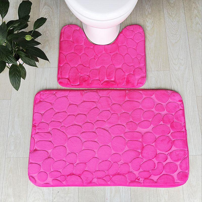 Pebbles Bath Mat Set Bathroom Square Shaped U Non Slip Floor Mats