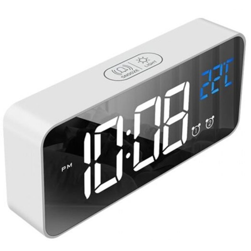 8808 Stylish Mirror Music Alarm Clock Silver