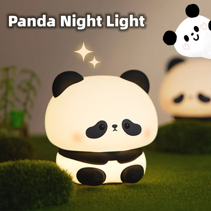 Panda Led Night Light Cute Silicone Usb Rechargeable Touch Lamp Bedroom Timing Decoration Children's Gift Home