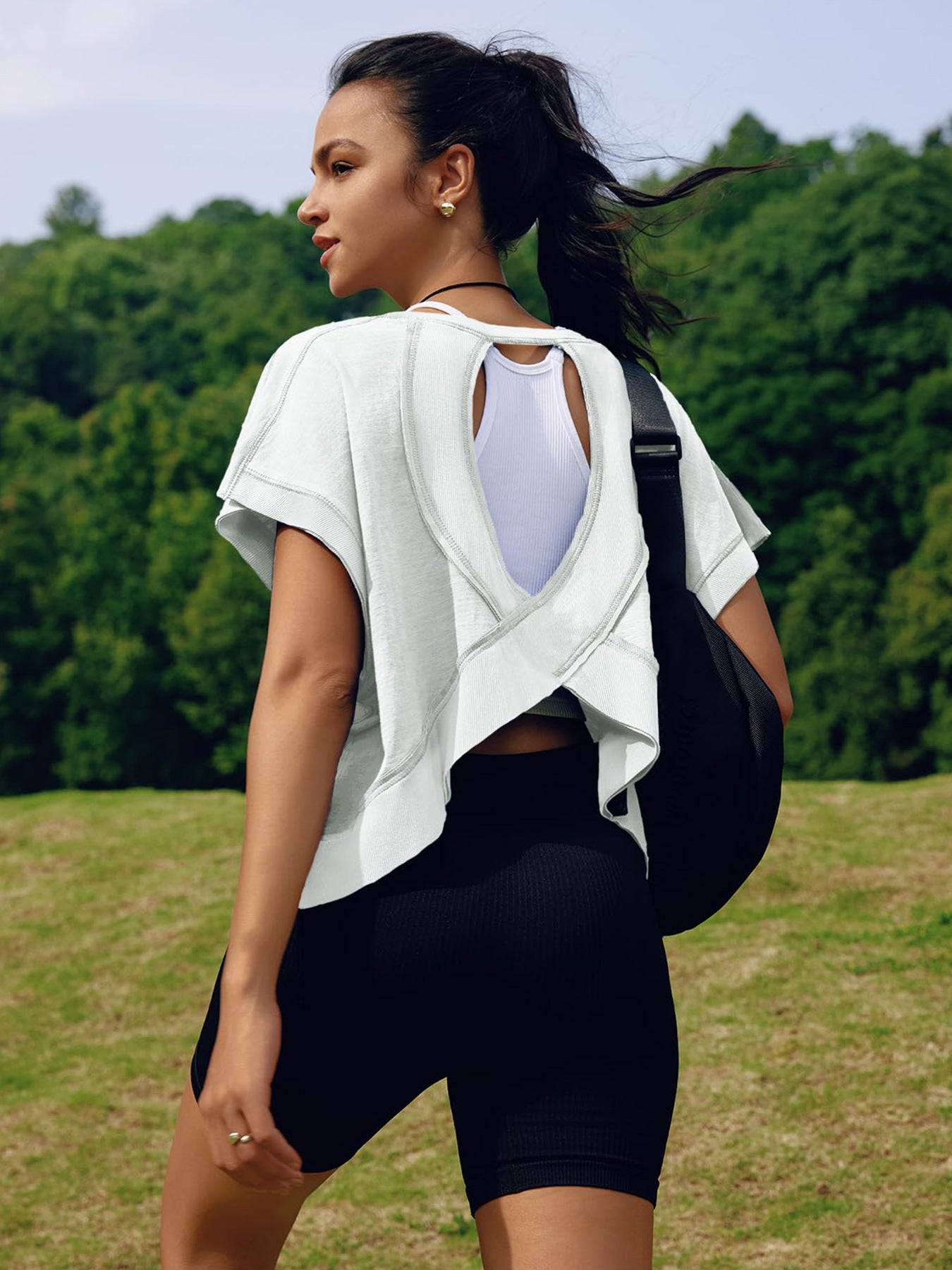 Women's Beautiful Back Sports Yoga T-Shirt Loose Casual Breathable