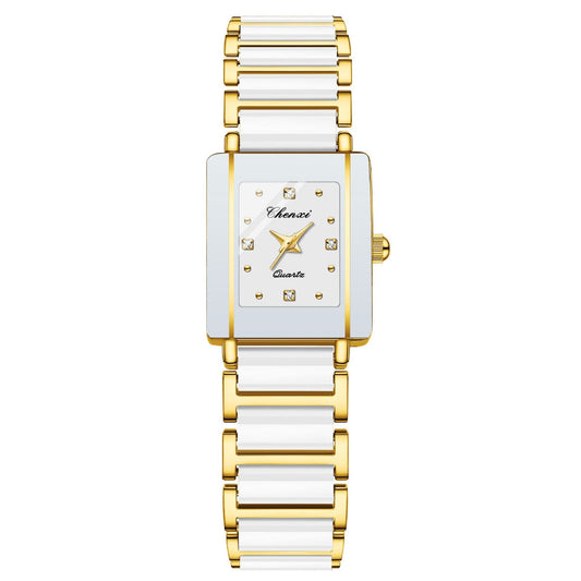 Square Couple Watch For Women And Men Ceramic Quartz
