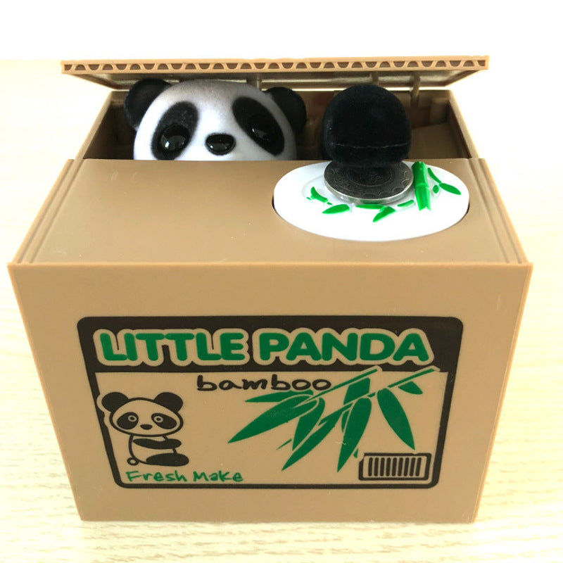 Automated Plastic Coin Bank In Panda/Cat Shape Electronic Deposit Savings For Kids Great Gift