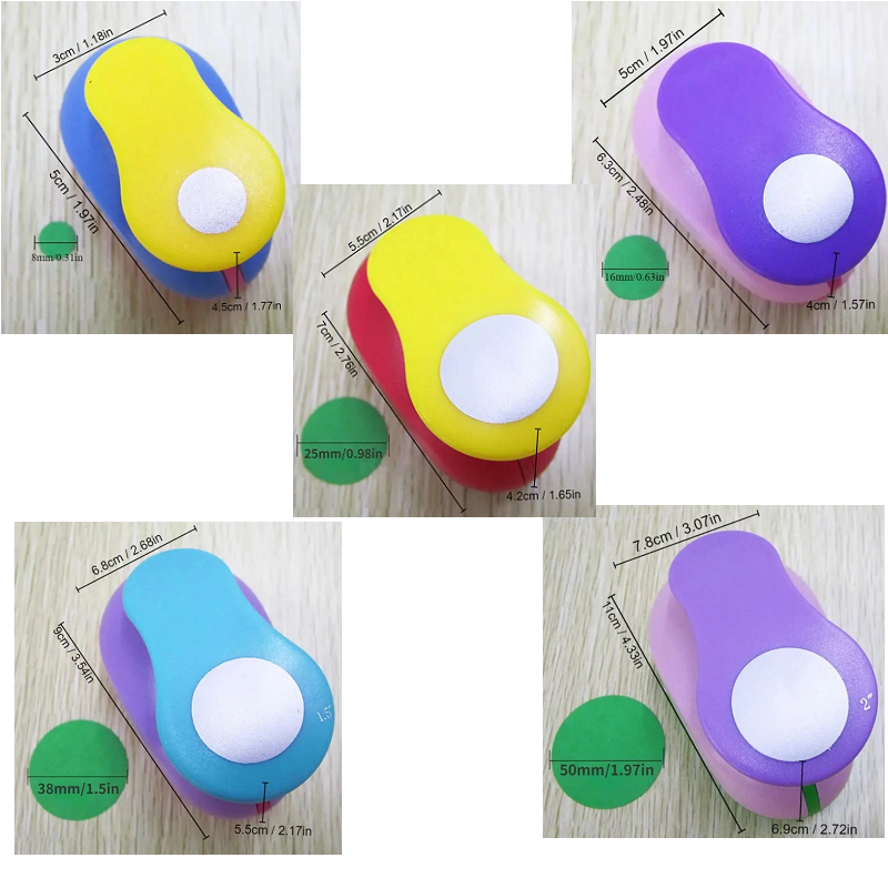 8/16/25/38/50Mm Random Color Circle Punch Diy Embossing Punches Scrapbooking Machine Paper Cutting Hole Rounder Cutter
