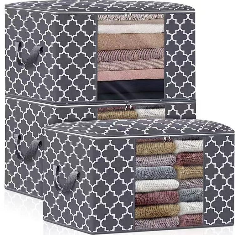 Non Woven Foldable Patterned Storage Bag With See Through