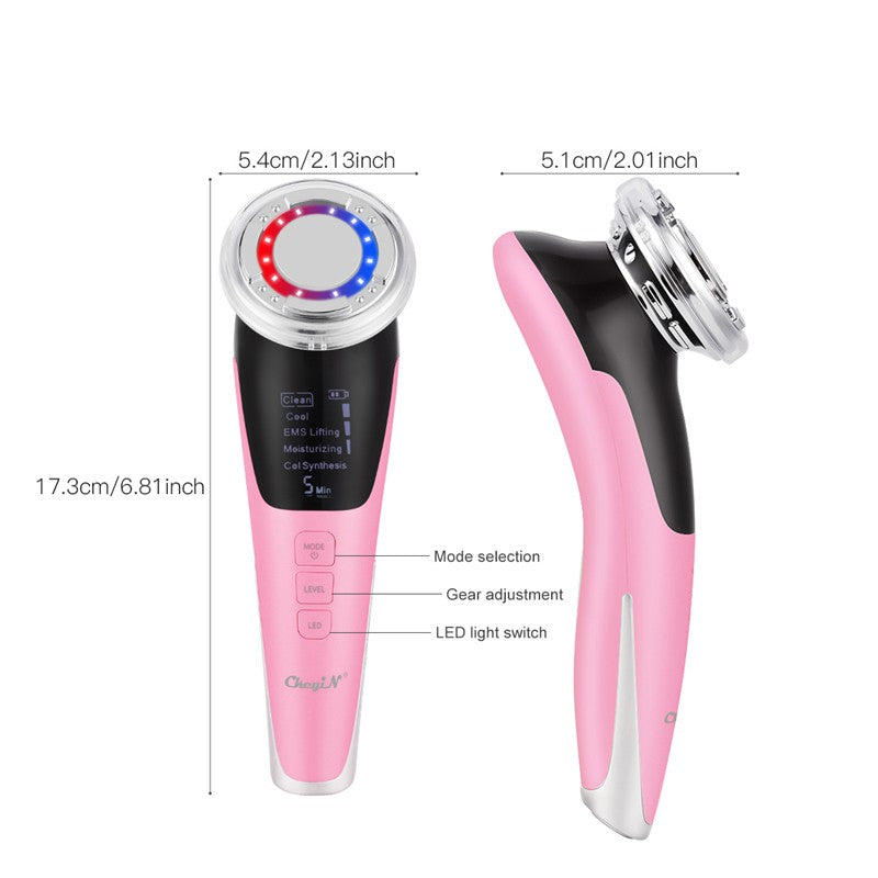 5 In 1 Ems Face Mesotherapy Electroporation Led Photon Lifting Beauty Skin Facial Care Neck Massager