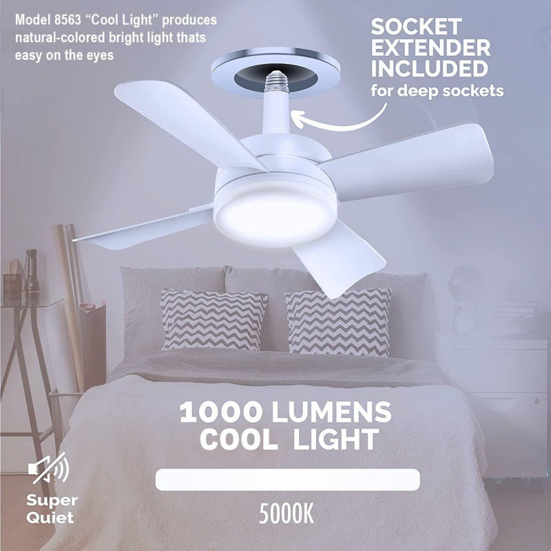 Socket Fan Light With Remote Screw Mouth Integrated Led