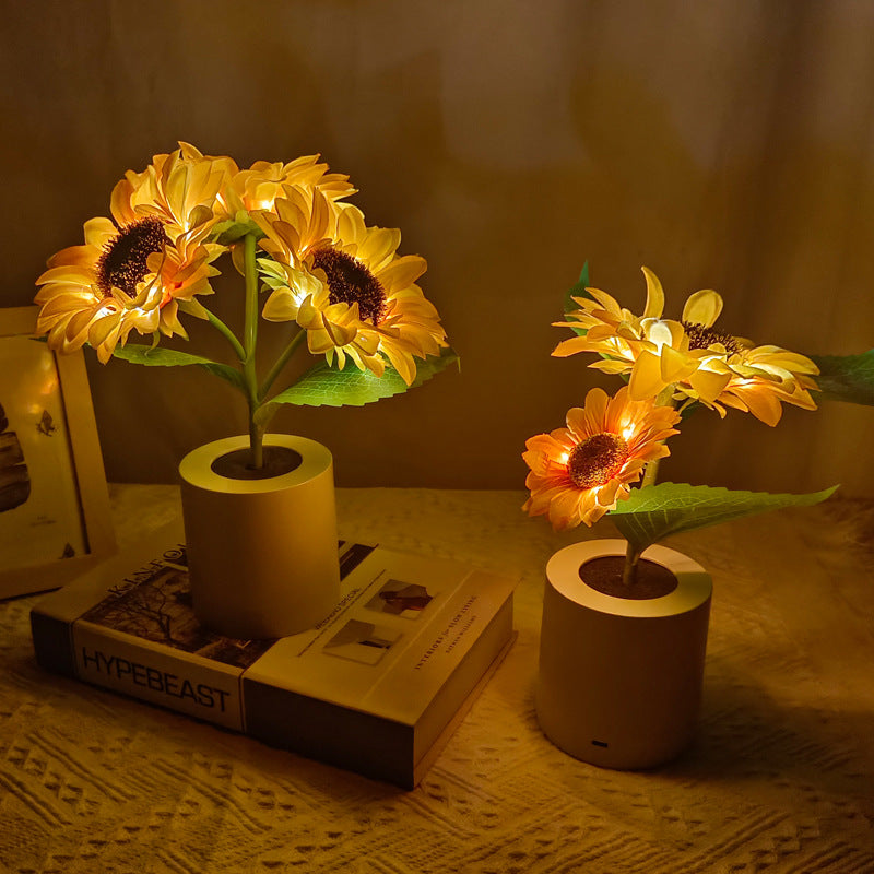 Rechargeable Sunflower Led Night Light Table Lamp Home Decor Gift