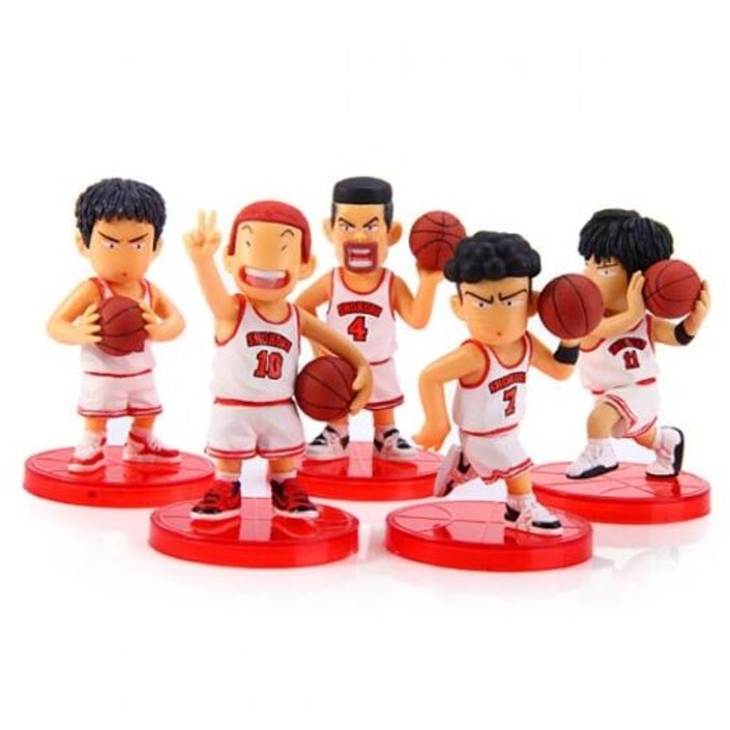 8Cm Cartoon Model Slam Dunk Characteristic Action Figurine Toy 5Pcs White