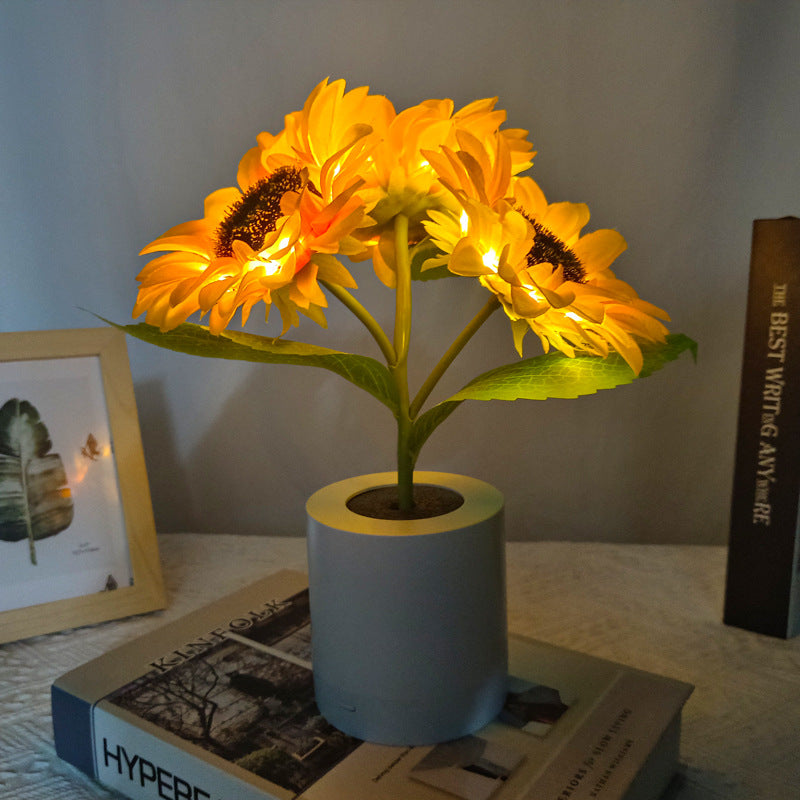 Rechargeable Sunflower Led Night Light Table Lamp Home Decor Gift