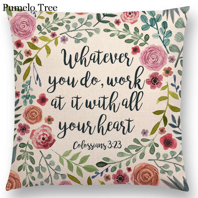 Floral Inspirational Sayings Cushion Covers