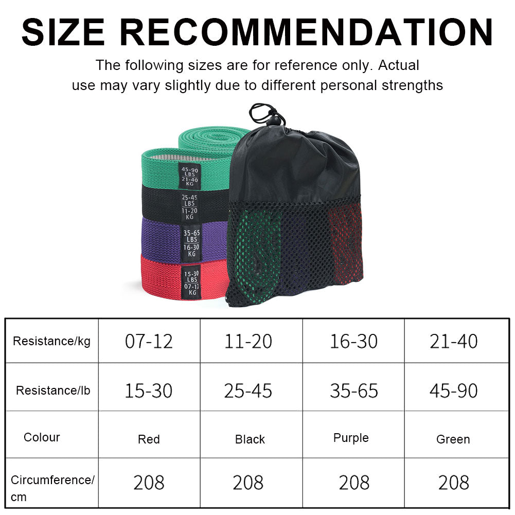 Fitness Long Resistance Bands Fabric Set Exercise Workout Elastic For Pull