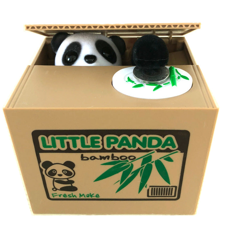 Automated Plastic Coin Bank In Panda/Cat Shape Electronic Deposit Savings For Kids Great Gift