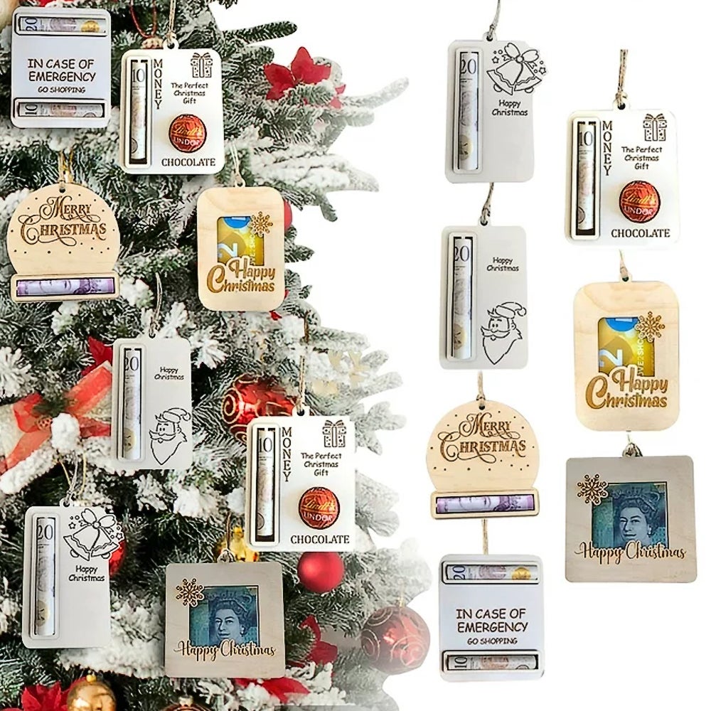8 Pieces Christmas Money Holders Hanging Ornaments Cash Pendants Xmas