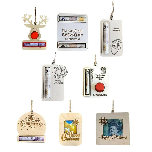 8 Pieces Christmas Money Holders Hanging Ornaments Cash Pendants Xmas