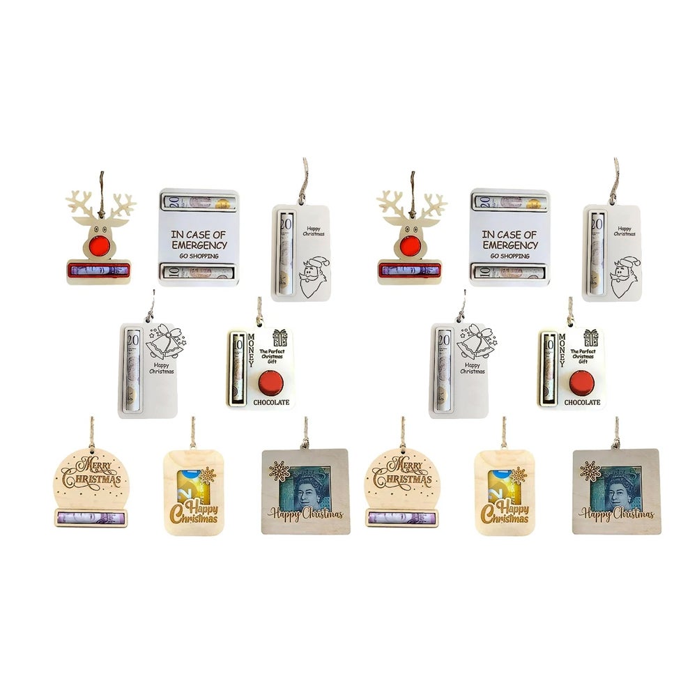 8 Pieces Christmas Money Holders Hanging Ornaments Cash Pendants Xmas