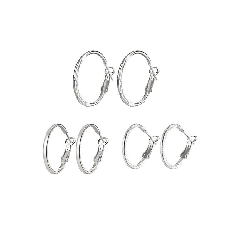 Veile Studios 9 Pairs Of Retro Earrings Fashionable Combination Suit Silver