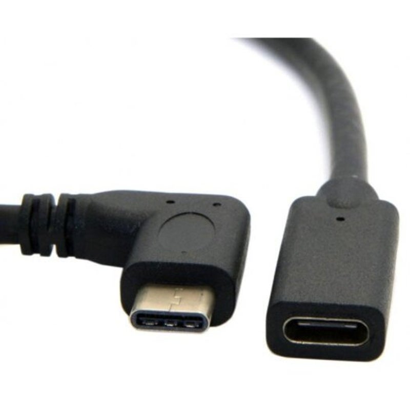 90 Degree Right Angled Usb Type C Extension Cable Male To Female Black