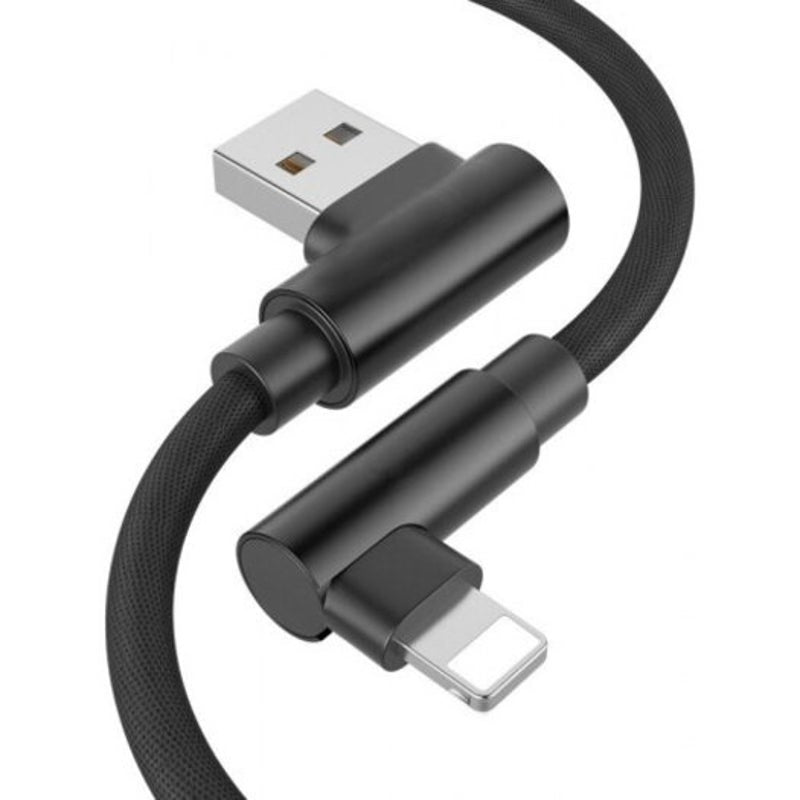 90 Degree Usb Cable 8 Pin Fast Charging L Type Cord Data Charger Black
