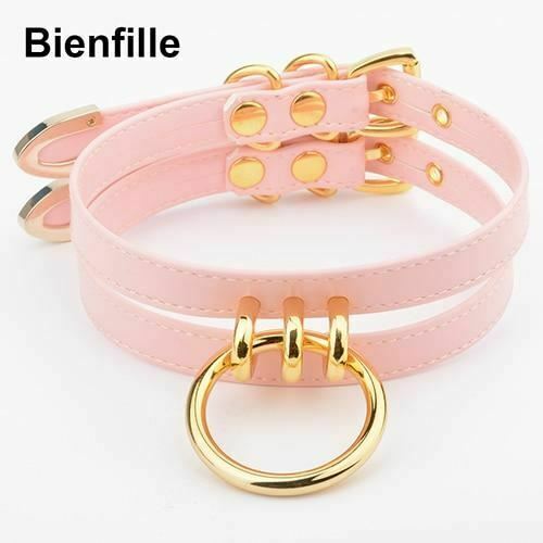 Double Caged Slave Collar Gothic Silver Gold Metal Choker