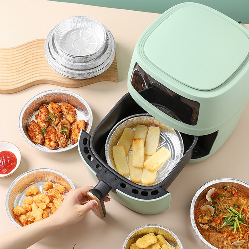 Non-Stick Aluminum Foil Liners Air Fryer Disposable Oil-Proof Steaming Basket Drip Pan Tray