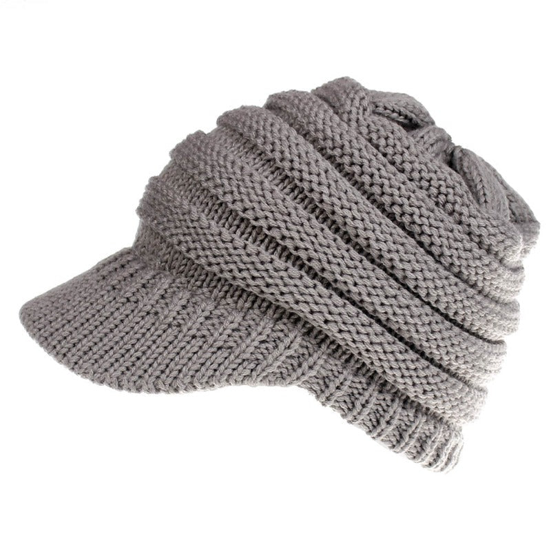 Women Ponytail Beanies Autumn Winter Hats Soft Knitting Caps Warm Ladies Skullies