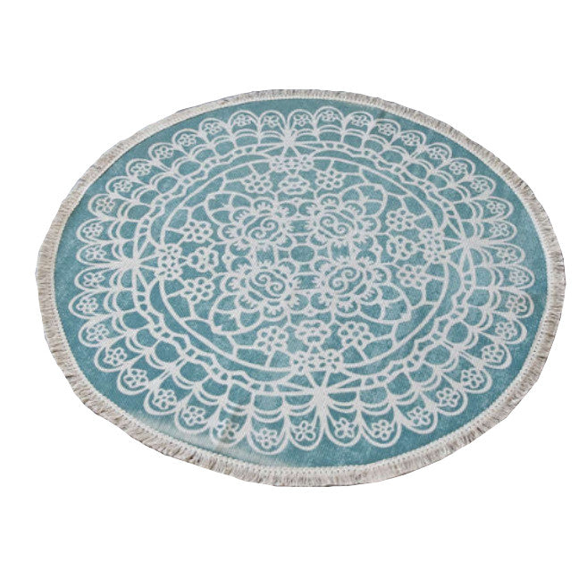 92 X 92Cm Retro Bohemian Carpet Hand Woven Cotton Linen Rug Bedside Geometric Floor Mat Living Room Bedroom Decor Ver 1
