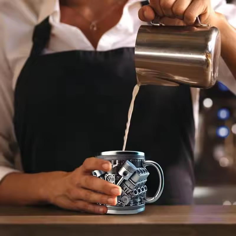 3D Engine Stainless Steel Mug For Coffee Beer Home & Office Fun Accessory