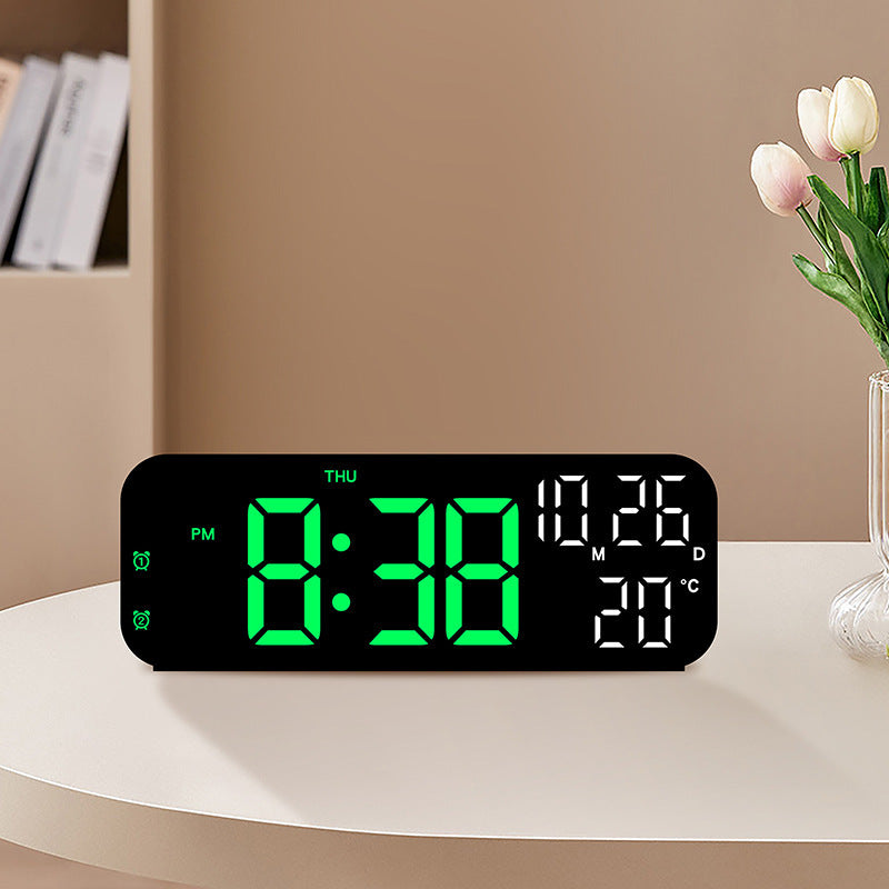 Digital Alarm Clock With Temp Date Week. Night Mode. Voice Controlled. 12/24H Led