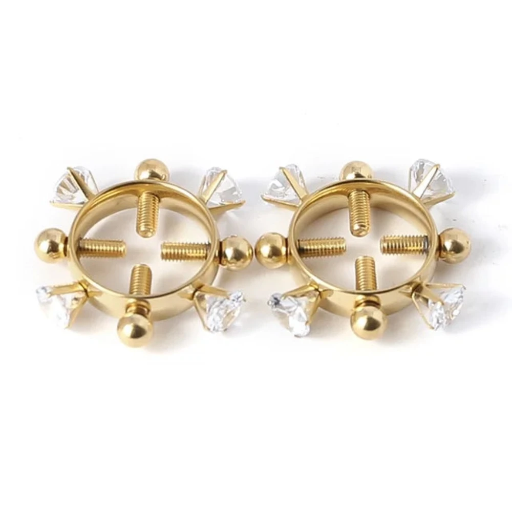 Bdsm 2Pcs Nipple Clamps Stainless Steel Crystal Ring Breast Clips Stimulator Erotic Sm Toys For Women 5 Colors Choose