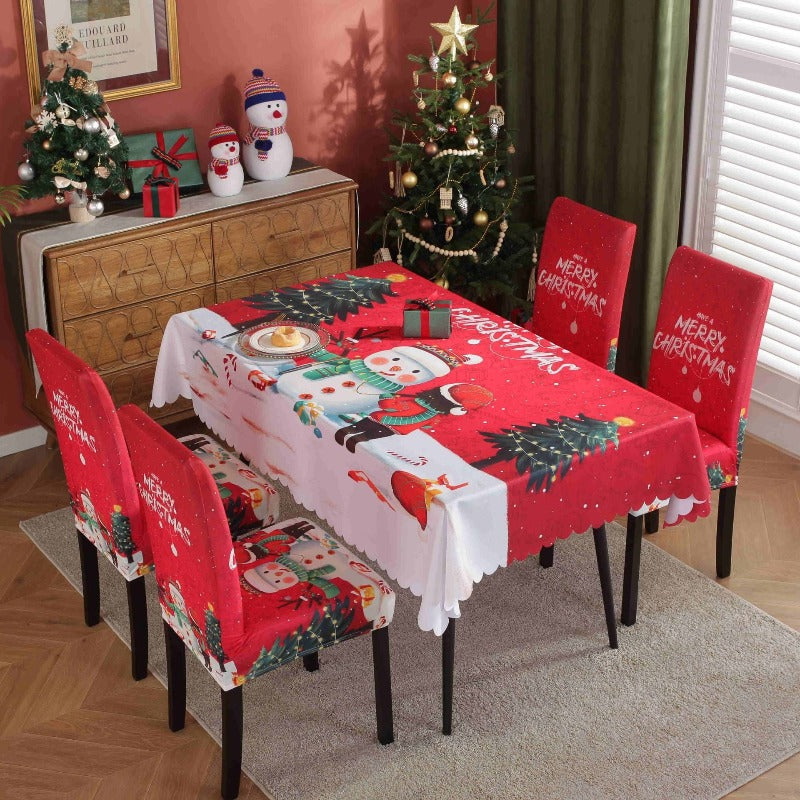 Printed Festive Christmas Table Cloths Chair Covers Party Decorations