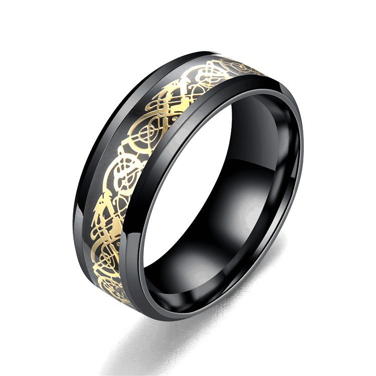 Veile Studios Dragon Pattern Men Stainless Steel Rings Jewellery