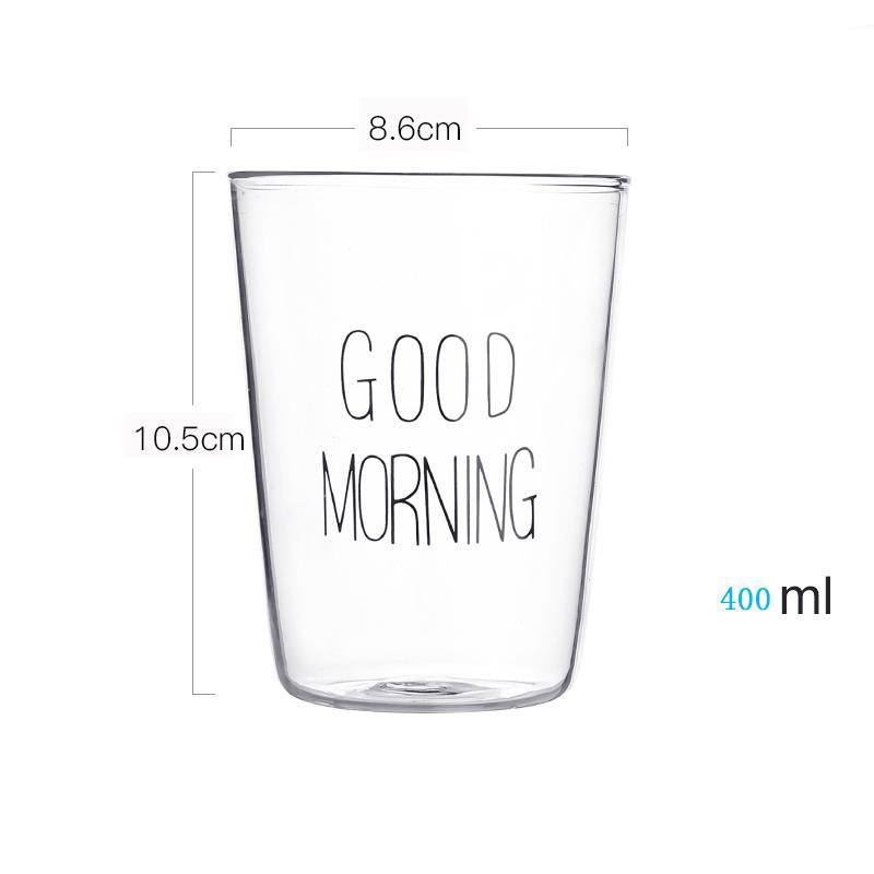 400Ml Good Morning Glass Breakfast Cup Coffee Tea Milk Yogurt Mug