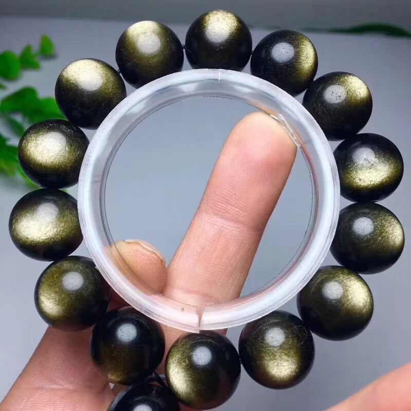Veile Studios Gold Obsidian Stone Bracelet