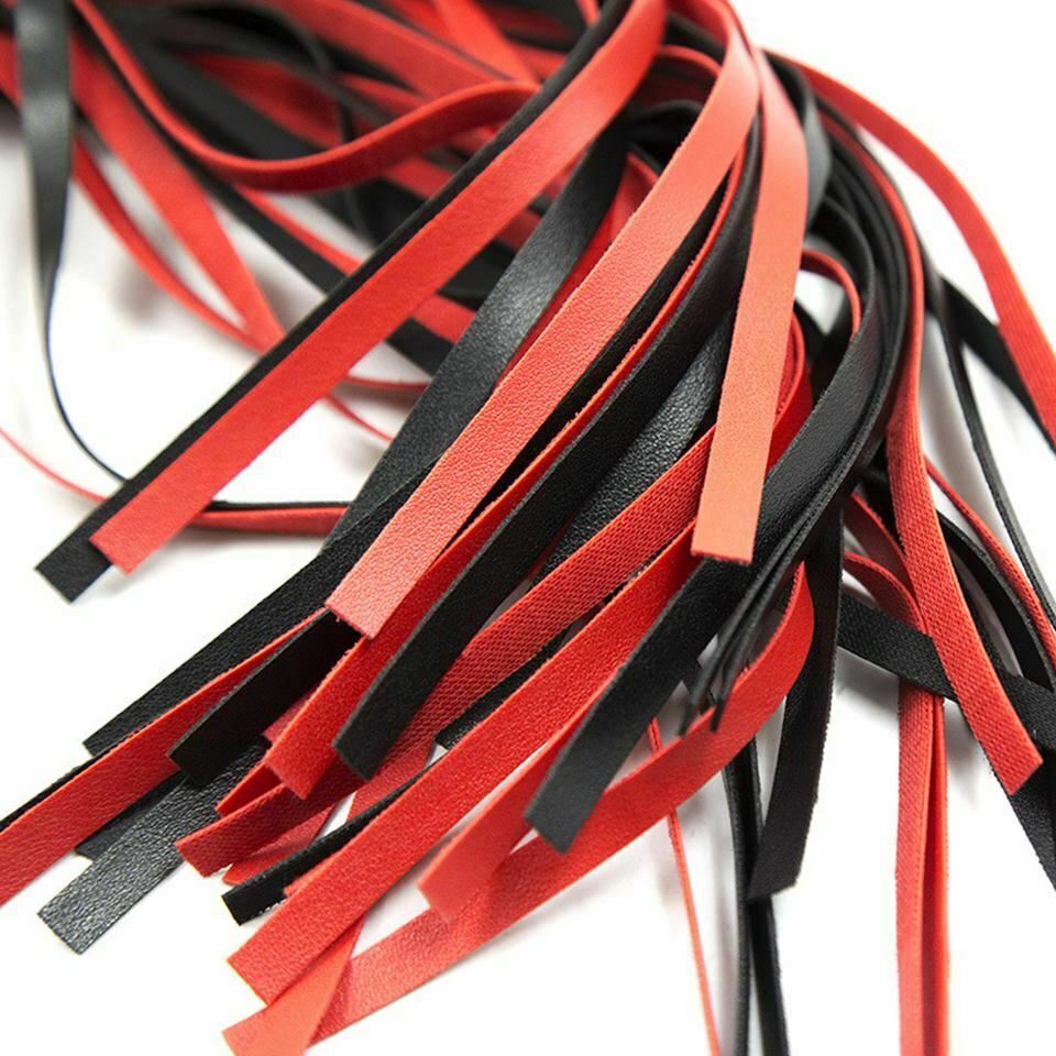 Red Black Bdsm Flogger Spanking Whip Impact Play Kink Fetish