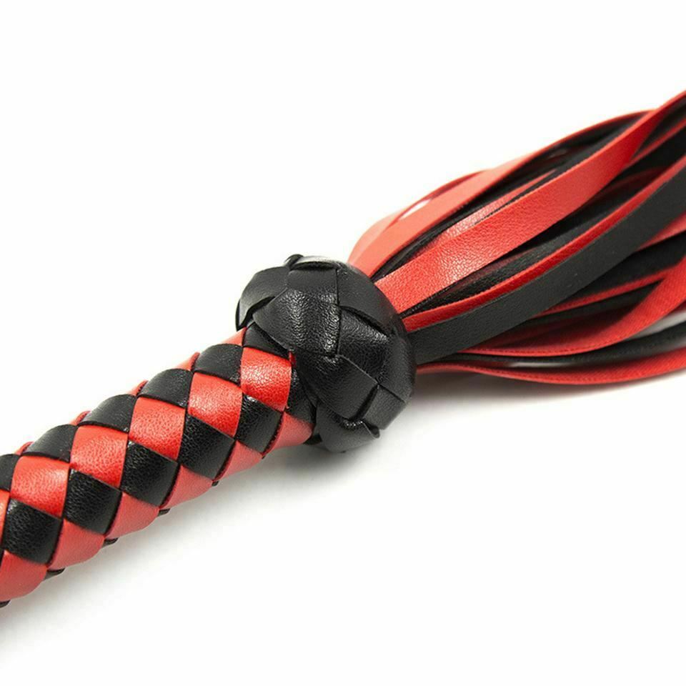 Red Black Bdsm Flogger Spanking Whip Impact Play Kink Fetish