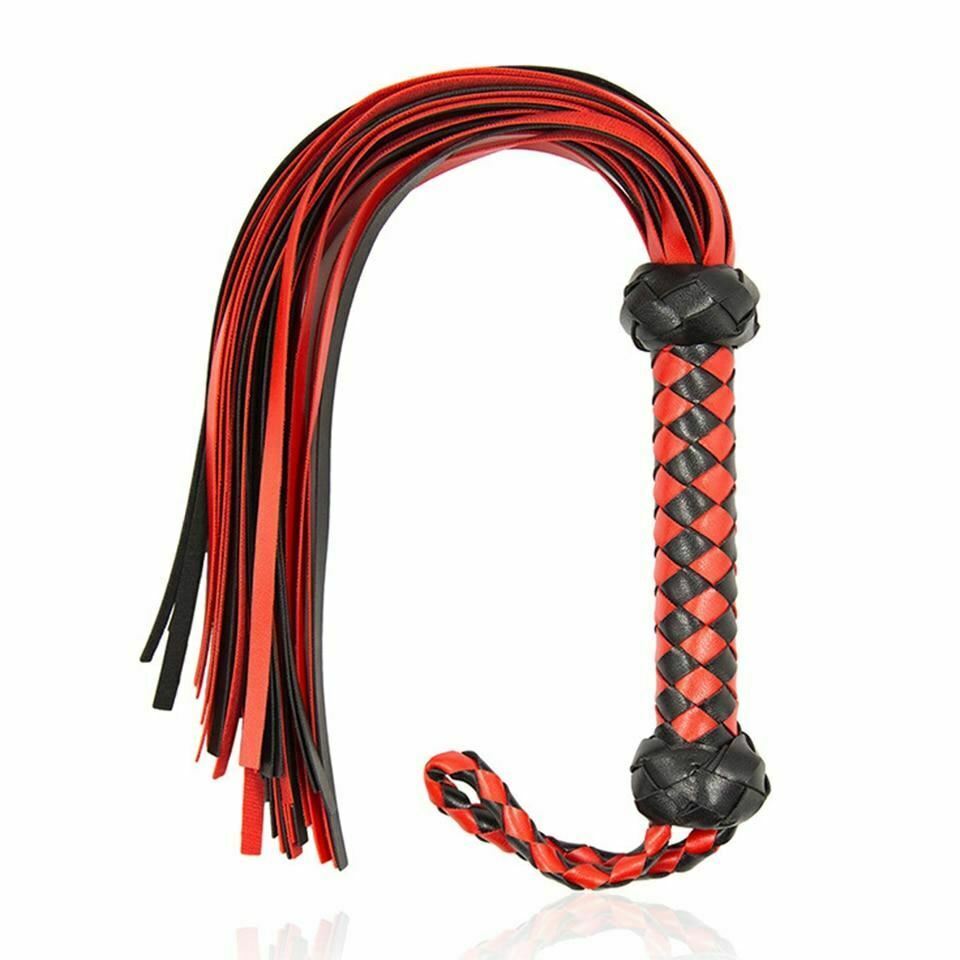 Red Black Bdsm Flogger Spanking Whip Impact Play Kink Fetish