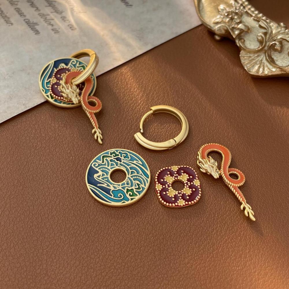 Style Palace Dragon Shaped Earrings For Women In Copper Material