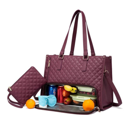 2 In 1 Travel Tote: Laptop & Insulated Lunch Bag. Ideal For Business Work Nursing Office College Casual Use