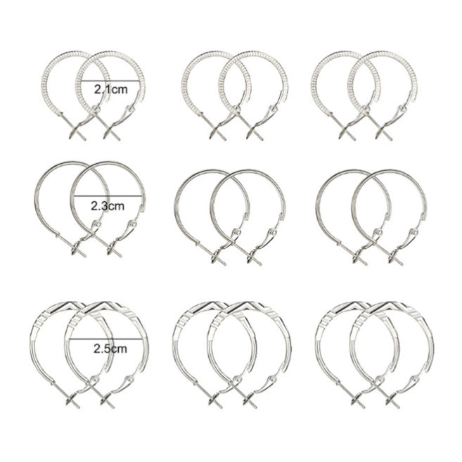 Veile Studios 9 Pairs Of Retro Earrings Fashionable Combination Suit Silver
