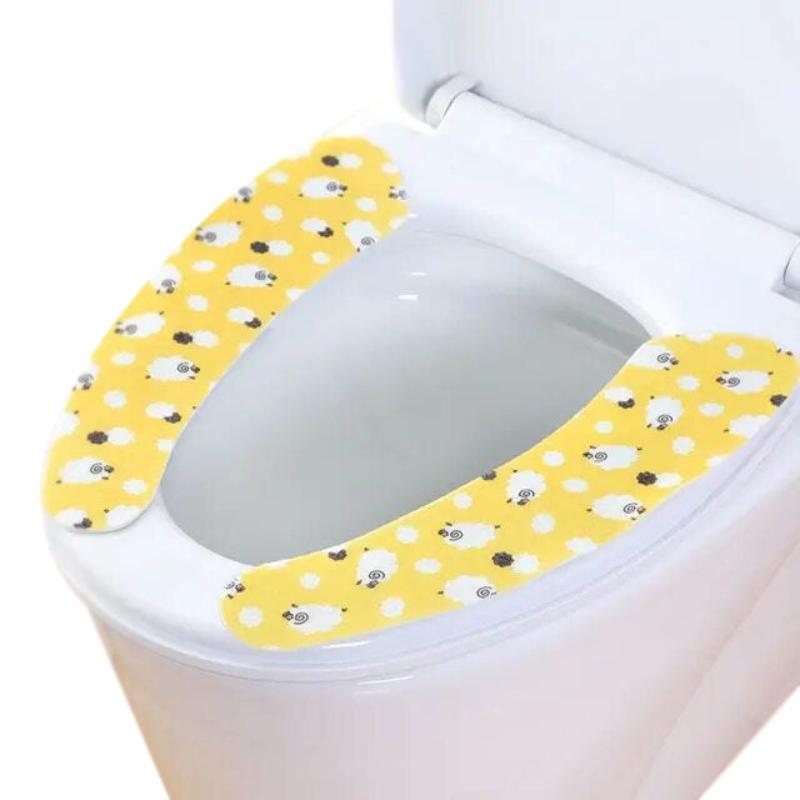 Toilet Seat Cover Yellow Lamb Pattern Washable Mat Bathroom Pad Cushion Accessories