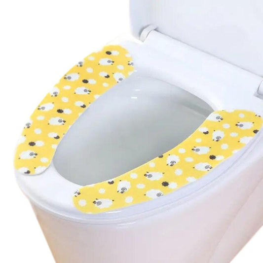 Toilet Seat Cover Yellow Lamb Pattern Washable Mat Bathroom Pad Cushion Accessories