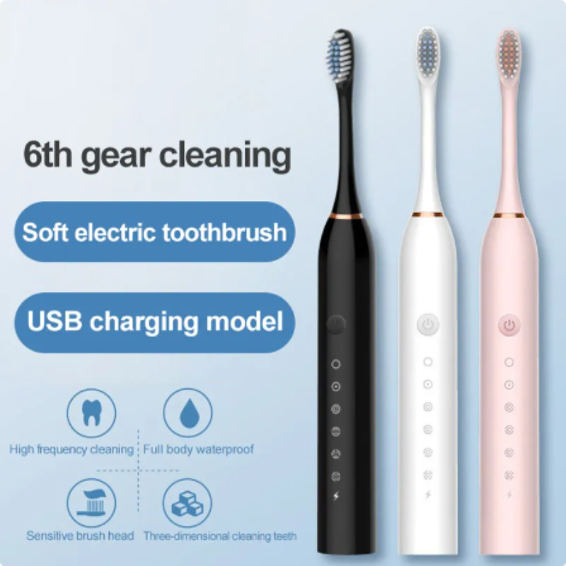 Smart Electric Sonic Toothbrush Rechargeable Usb Electronic Teeth Brush Ipx7 Waterproof Whitening Clean 4 Replacement He