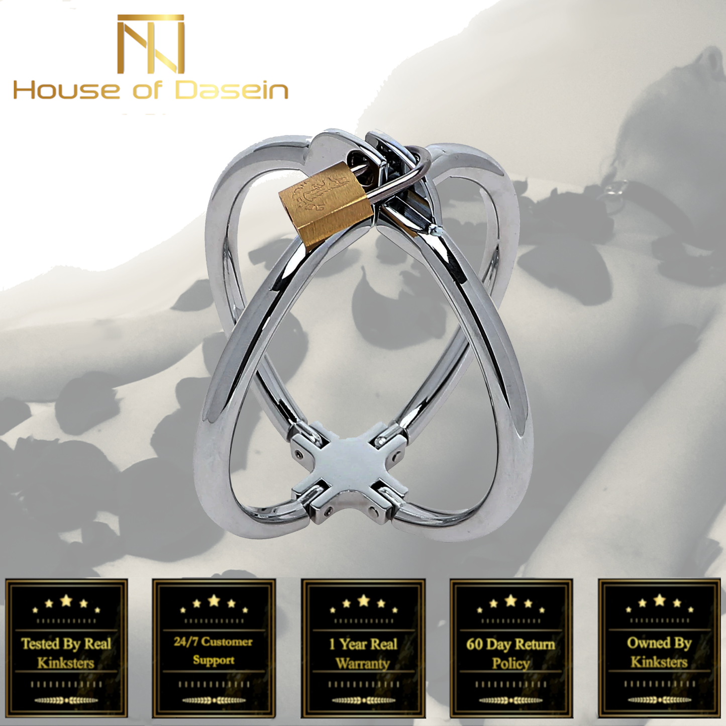Stainless Steel Cross Wrist Handcuffs Lockable Restraints Bondage Bdsm