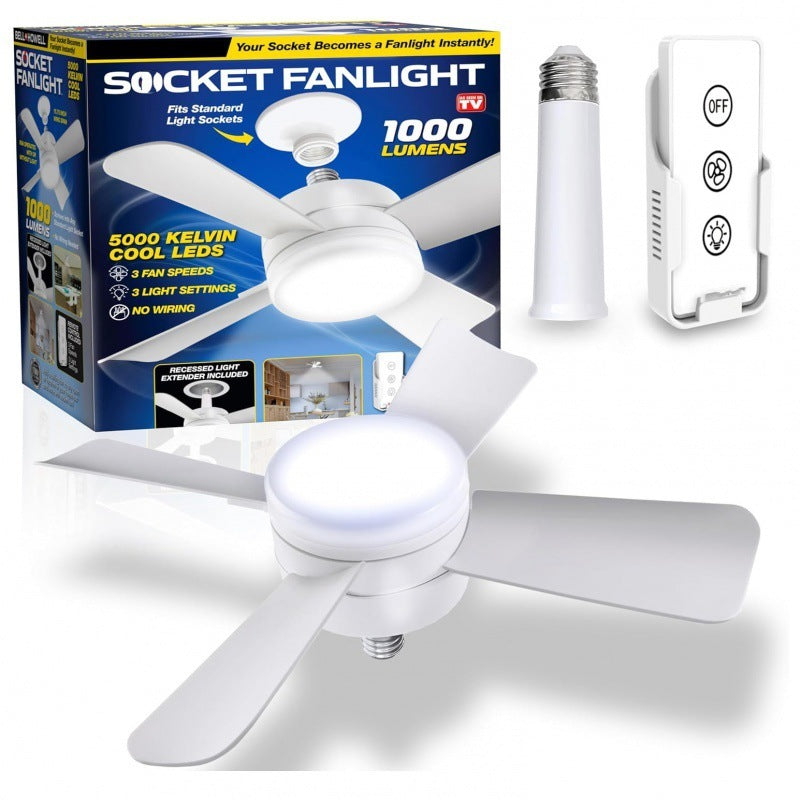 Socket Fan Light With Remote Screw Mouth Integrated Led
