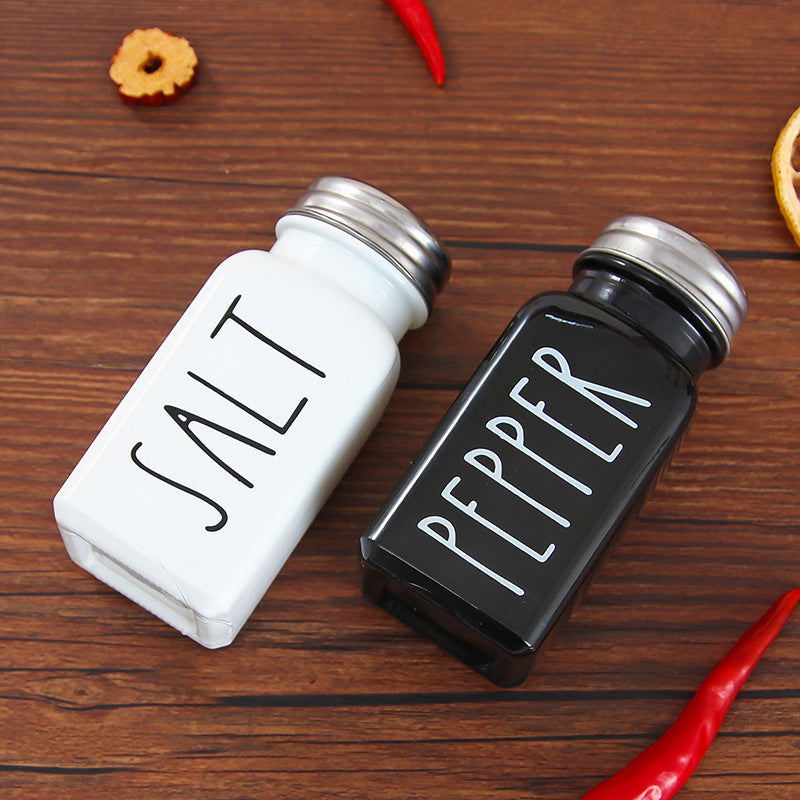 White Black Salt Pepper Shakers Seasoning Bottles