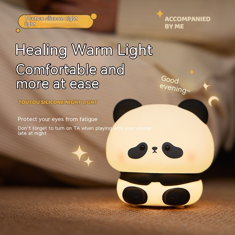 Panda Led Night Light Cute Silicone Usb Rechargeable Touch Lamp Bedroom Timing Decoration Children's Gift Home